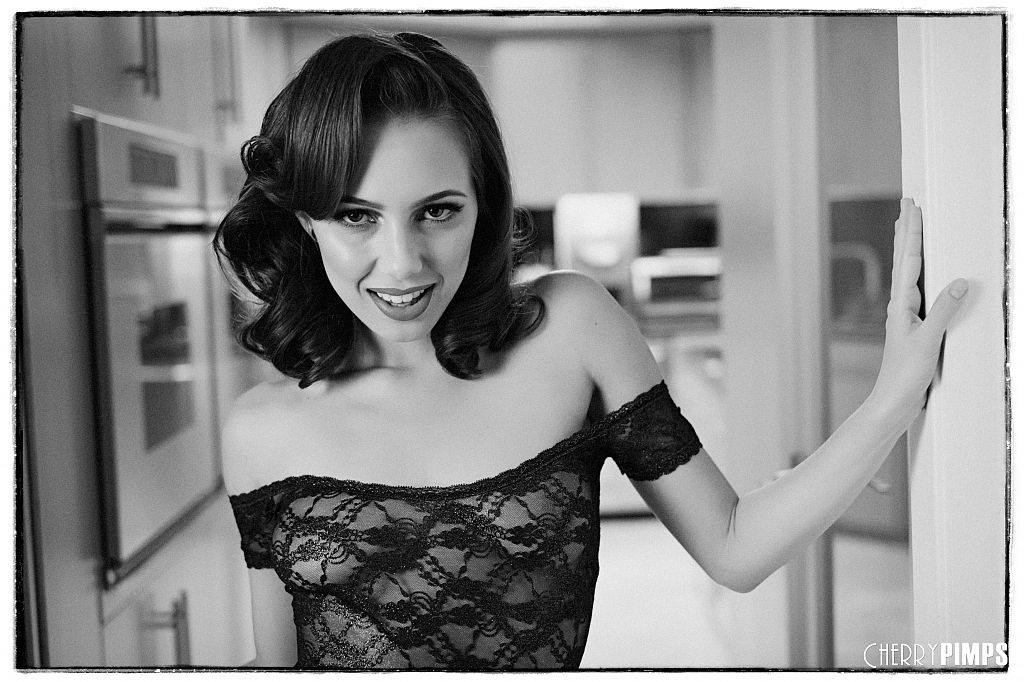 Solo girl Jenna Sativa slips off her see through onesie in her kitchen foto porno #426501851
