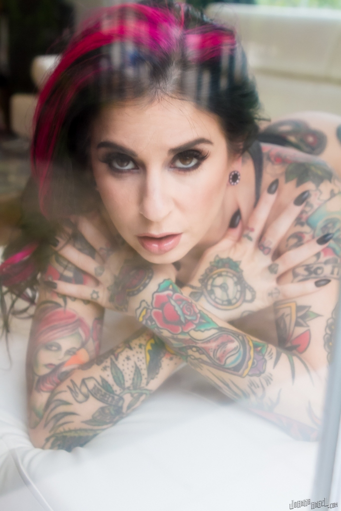 Heavily tattooed model Joanna Angel slips off her sensual black onesie porn photo #428954719