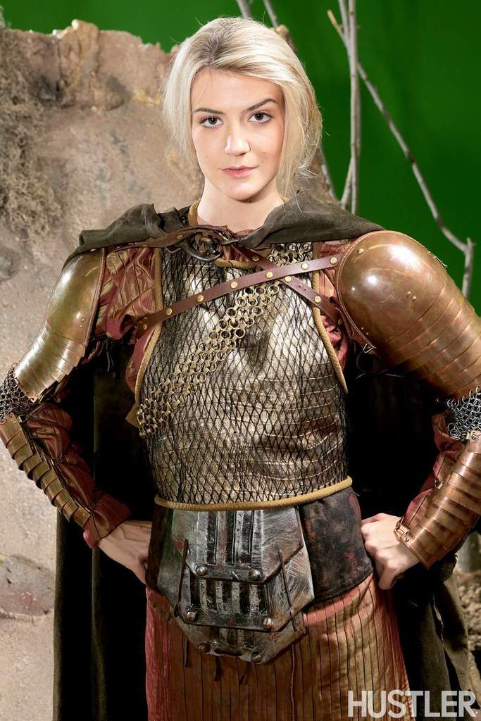 Blonde female Amanda Tate strips off her medieval cosplay outfit photo porno #423037424