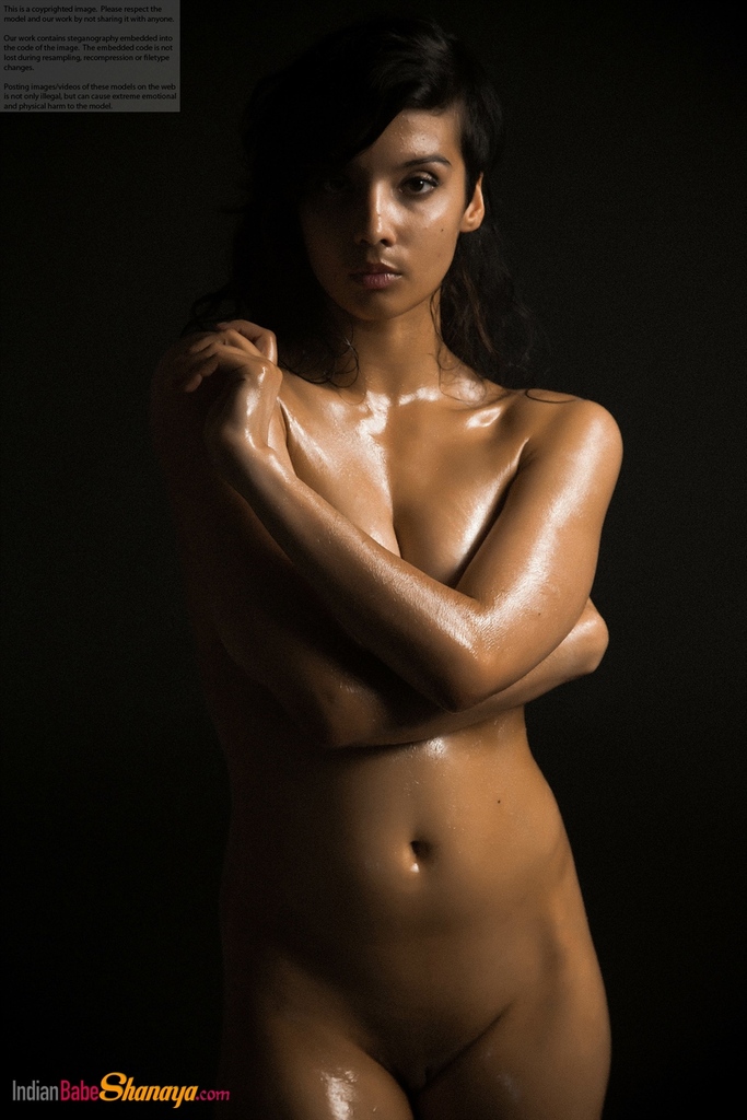 Naked Indian female exposes a single breast while modeling in the dark foto porno #425164289