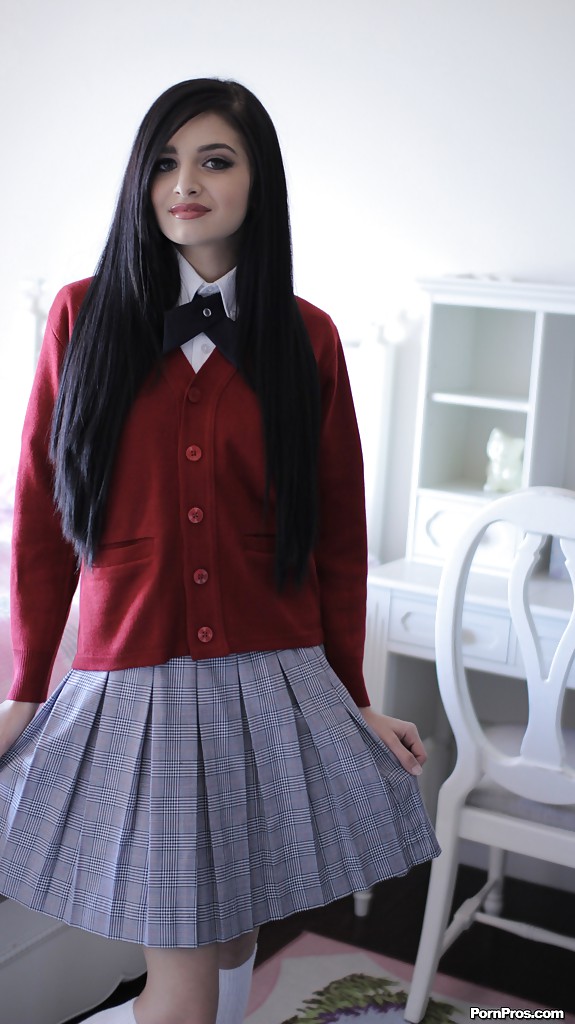 Naughty teen in school uniform Zoey Kush uncovering her tiny tits 色情照片 #428997470