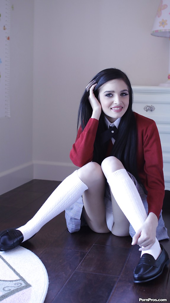 Naughty teen in school uniform Zoey Kush uncovering her tiny tits porno fotky #428997500