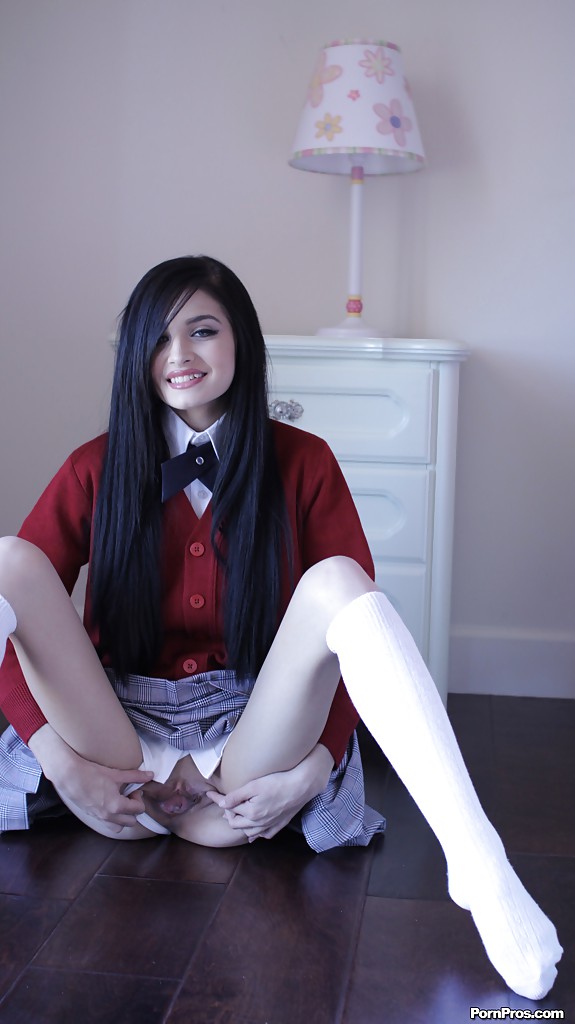 Naughty teen in school uniform Zoey Kush uncovering her tiny tits 포르노 사진 #428997504
