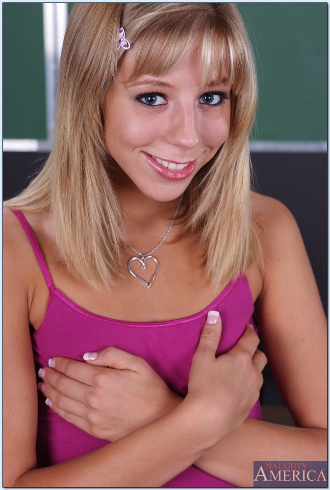 Adorable coed cutie Chastity Lynn showing off lean body in the class porn photo #425514850