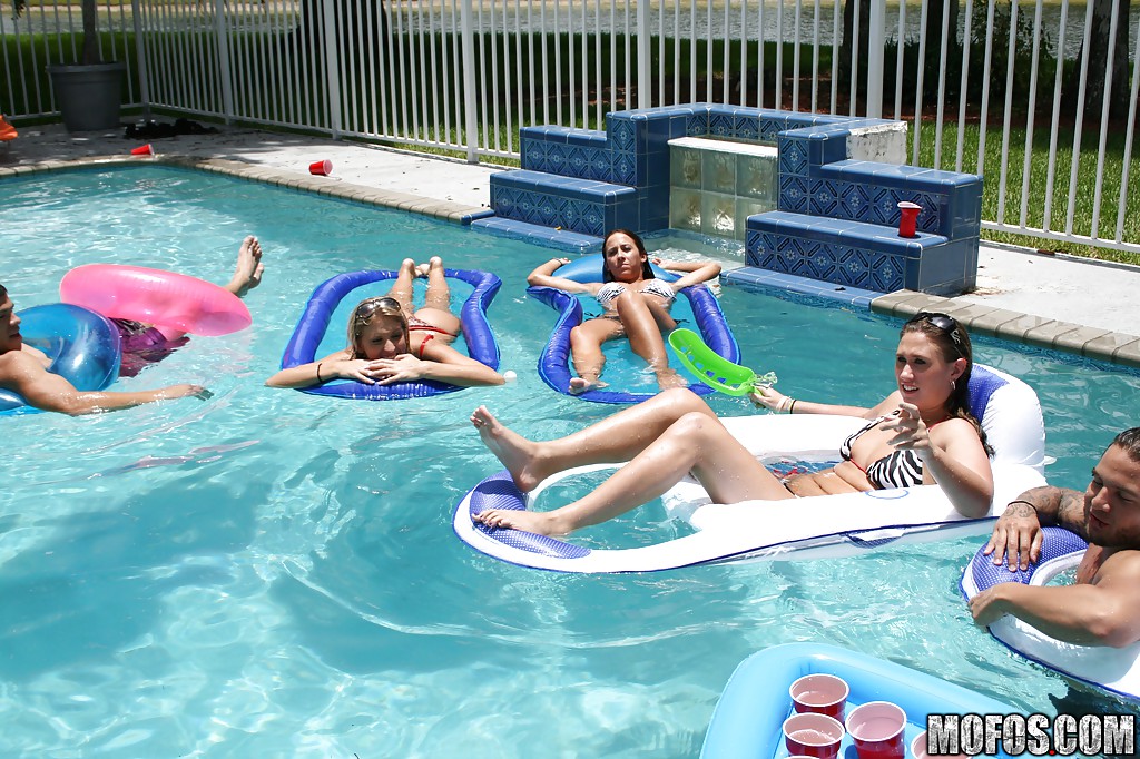 Frolic Girls In Bikini Flashing Their Tits At The Pool Party