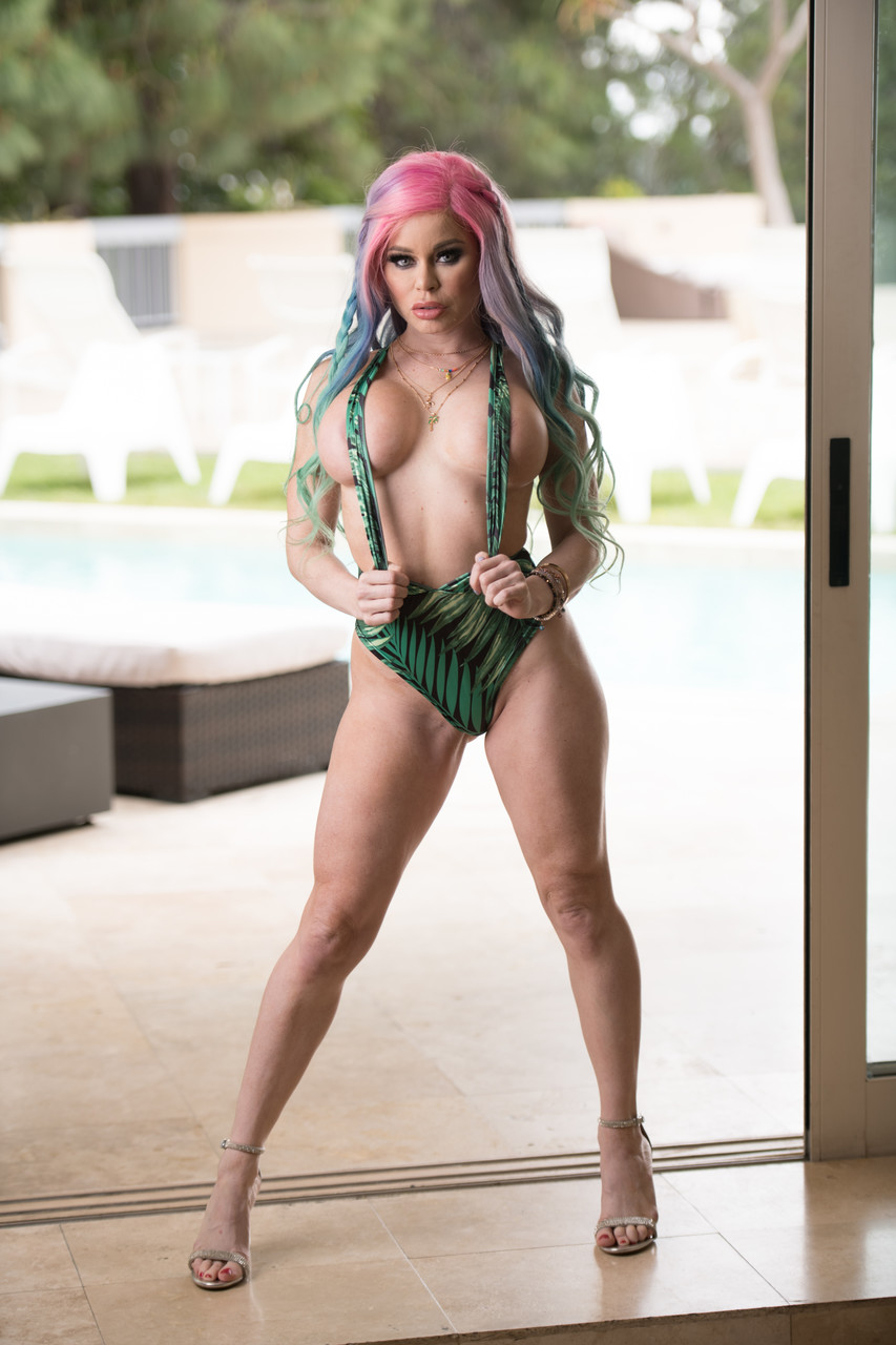 Latina stunner in gorgeous lingerie Nikki Delano exposes her massive fake tits photo porno #428405163