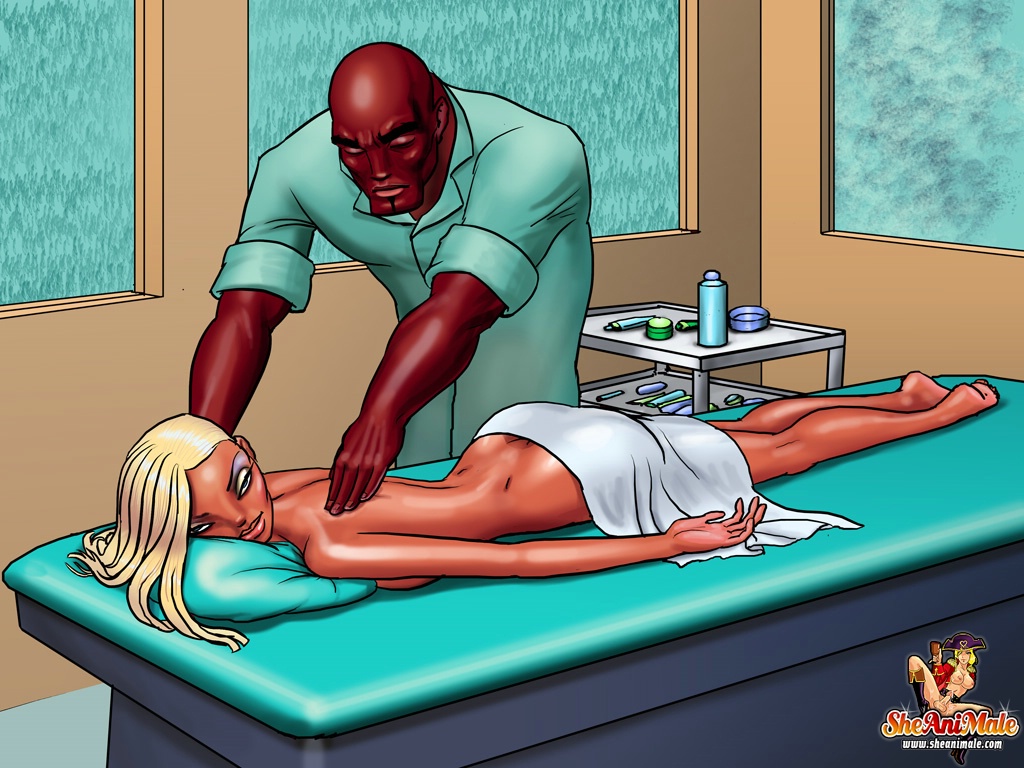 Big Dicked Cartoon Blonde Shemale Gets A Facial Before Fucking A Hot Black Guy