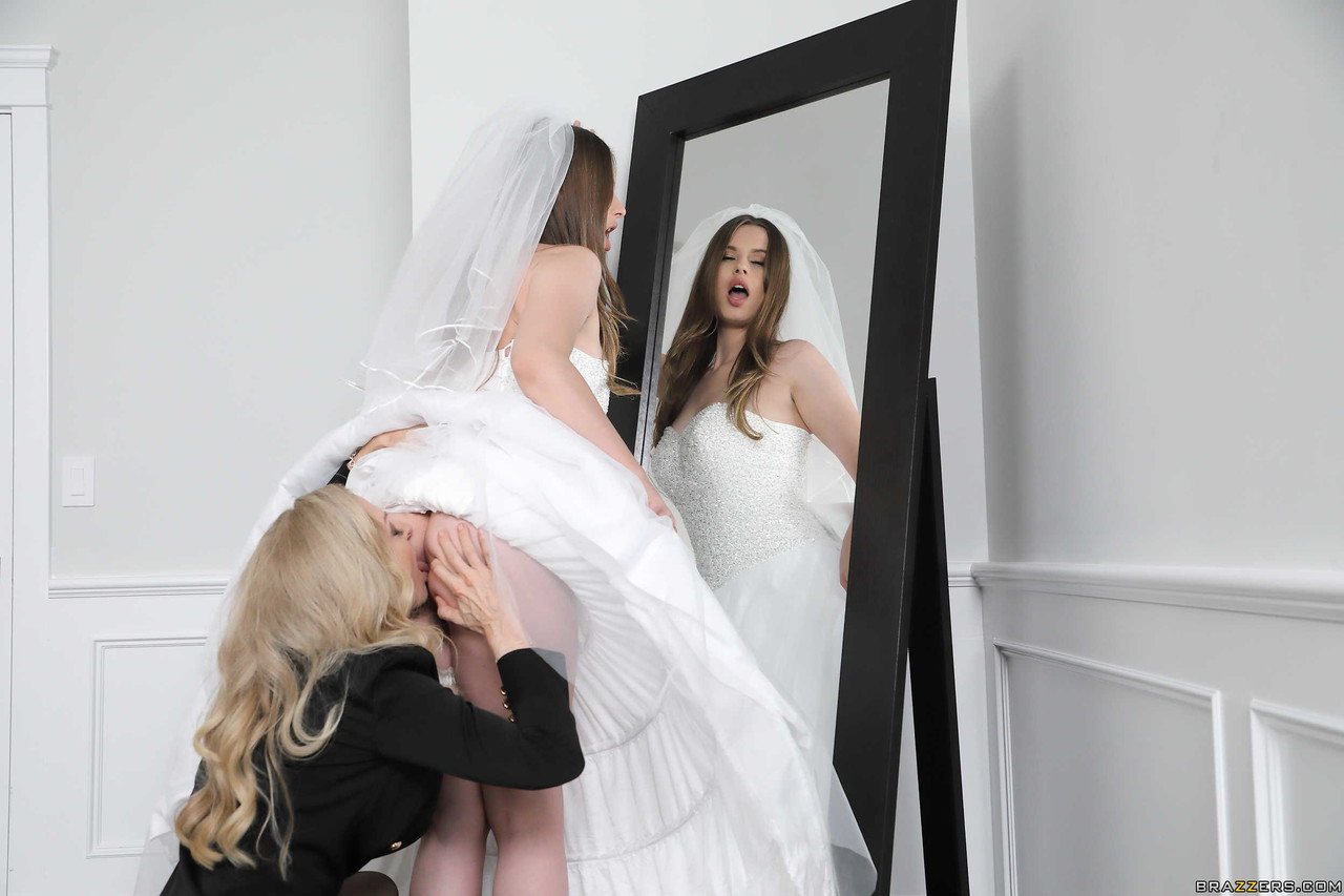 Slutty bride Jillian Janson enjoying a wild FFM threesome on her wedding day photo porno #424223857