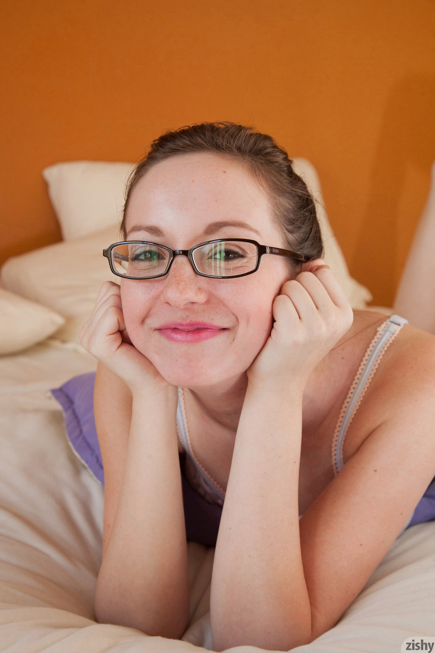 American teen in glasses Victoria Voss teasing in a sexy bra & panties 포르노 사진 #428939708