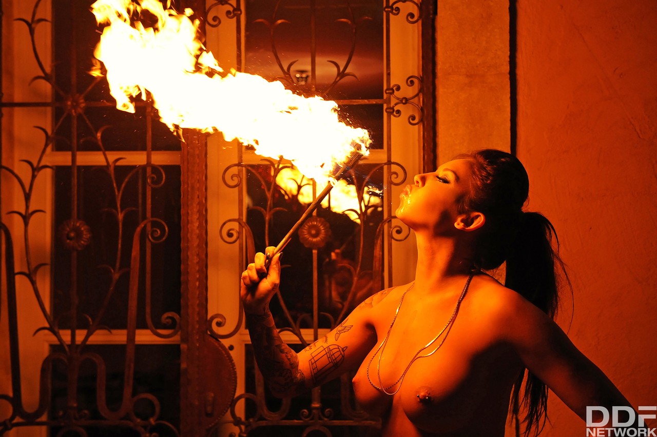 Femdom Daniela gives an outdoor fire-play performance with her big boobs bared foto porno #426935245 | House Of Taboo Pics, Daniela, Bondage, porno móvil