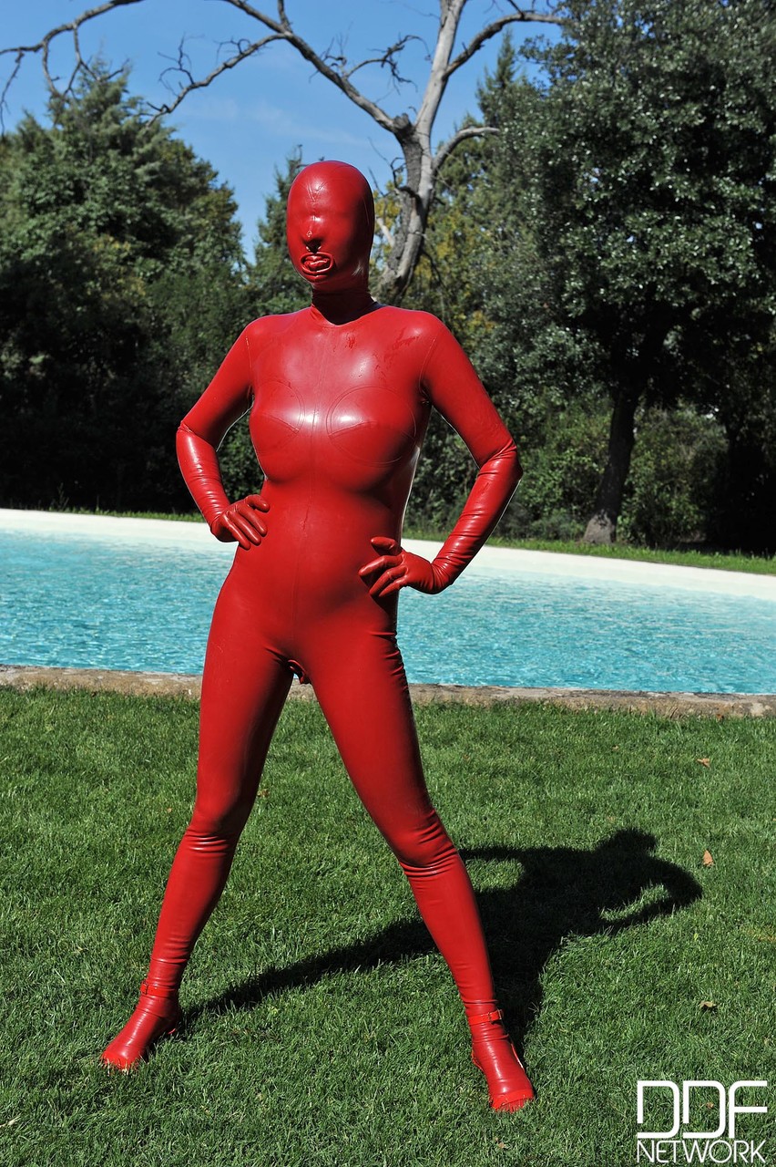 Kinky slut Sandy K poses & masturbates poolside fully covered by a latex suit porn photo #424875768 | House Of Taboo Pics, Sandy K, Latex, mobile porn