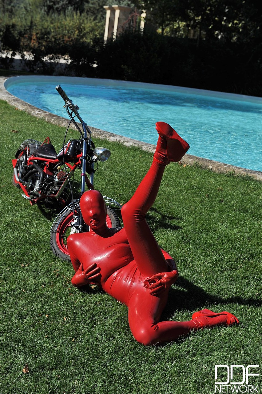 Kinky slut Sandy K poses & masturbates poolside fully covered by a latex suit porn photo #424875776 | House Of Taboo Pics, Sandy K, Latex, mobile porn
