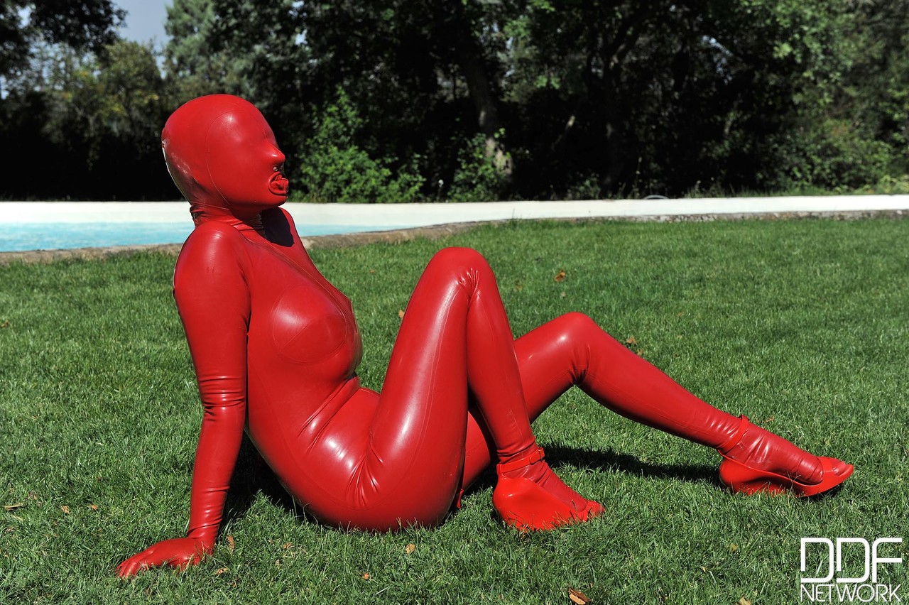 Kinky slut Sandy K poses & masturbates poolside fully covered by a latex suit porn photo #424875806 | House Of Taboo Pics, Sandy K, Latex, mobile porn