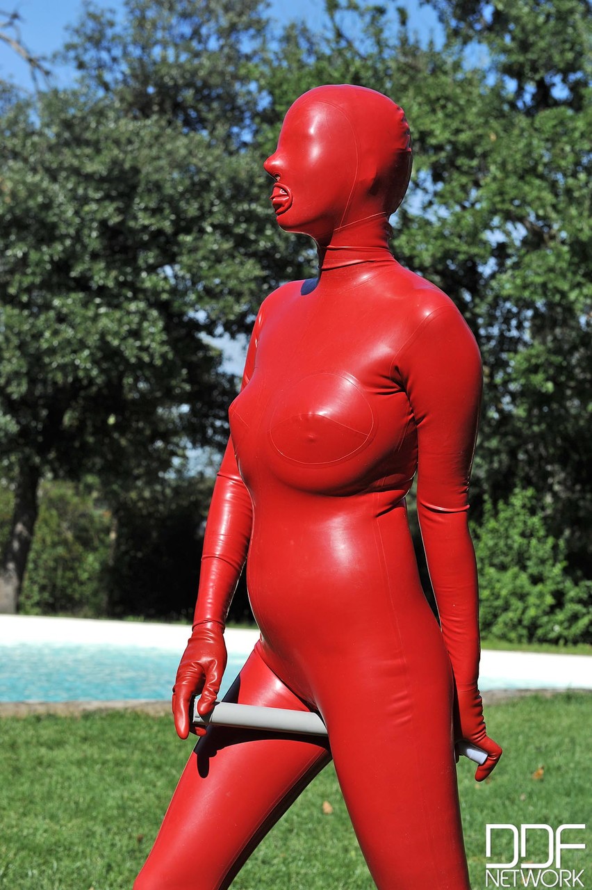 Kinky slut Sandy K poses & masturbates poolside fully covered by a latex suit porn photo #424875853 | House Of Taboo Pics, Sandy K, Latex, mobile porn