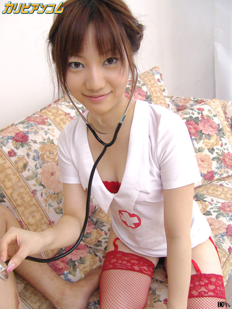 Sexy Asian nurse Yui Nakata exposes her sweet tits & sucks a small hairy cock porn photo #428399645