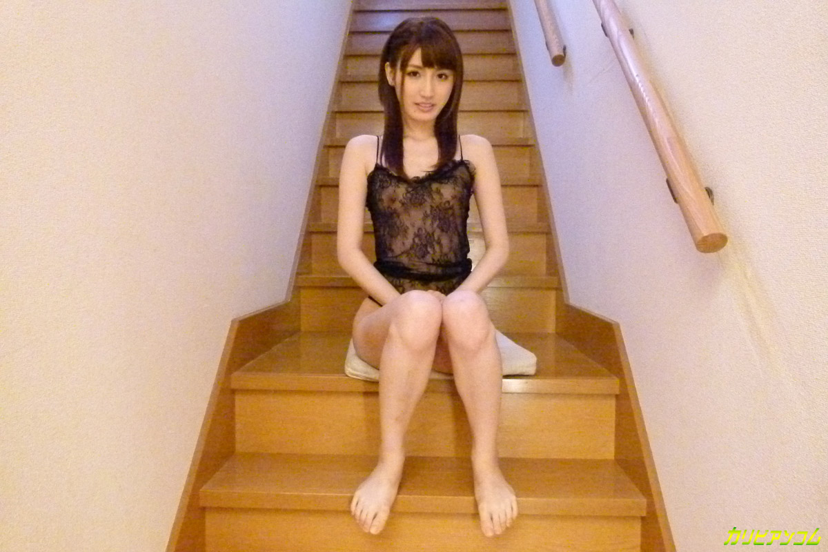 Hot Japanese babe Karin Aizawa masturbates on the stairs in front of a camera foto porno #428496426