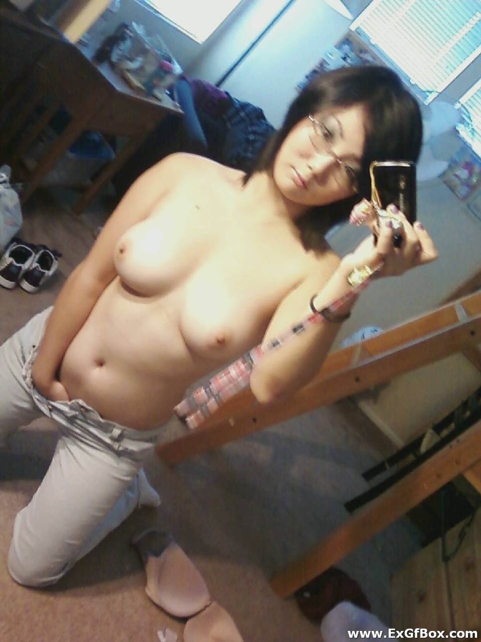 Sweet Asian girl with stunning big tits Chiyoko poses in front of a mirror foto pornográfica #428507972 | Ex GF Box Pics, Selfie, pornografia móvel