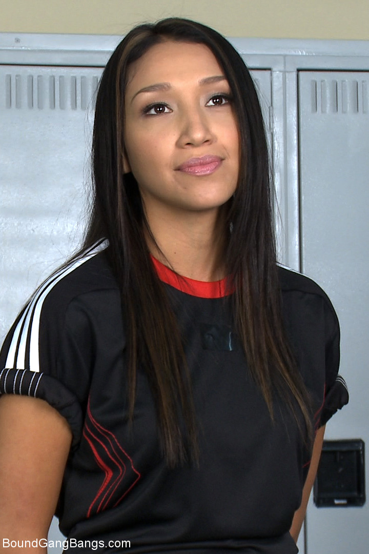 Cute Latina Vicki Chase gets gangbanged by a soccer team in the locker room porn photo #423894467