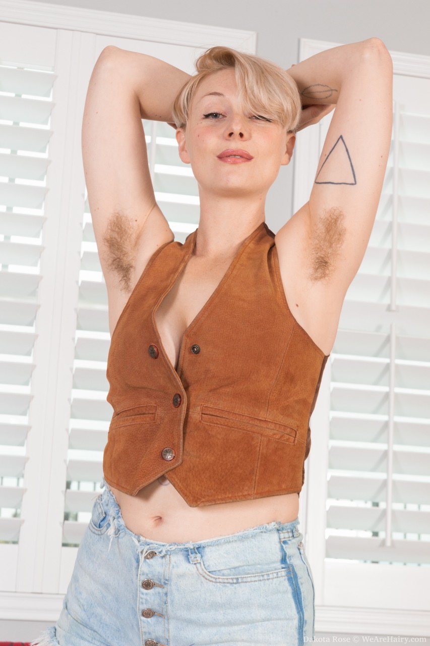 Short haired blonde Dakota Rose shows her attributes & flaunts her hairy cunt porn photo #422948309