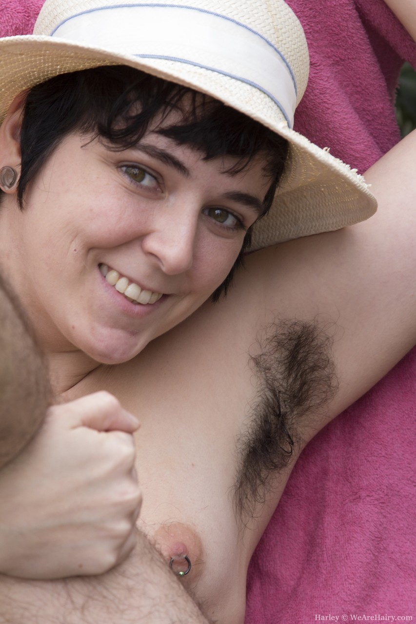 Short Haired Chick Harley Unveils Her Hairy Body Armpits Legs And Pussy