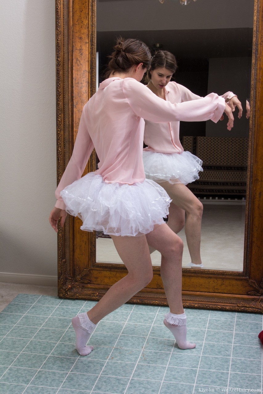 Happy Ballerina Kiyoko Flashes Panty Upskirt Peels To Pet Her Hairy Pussy