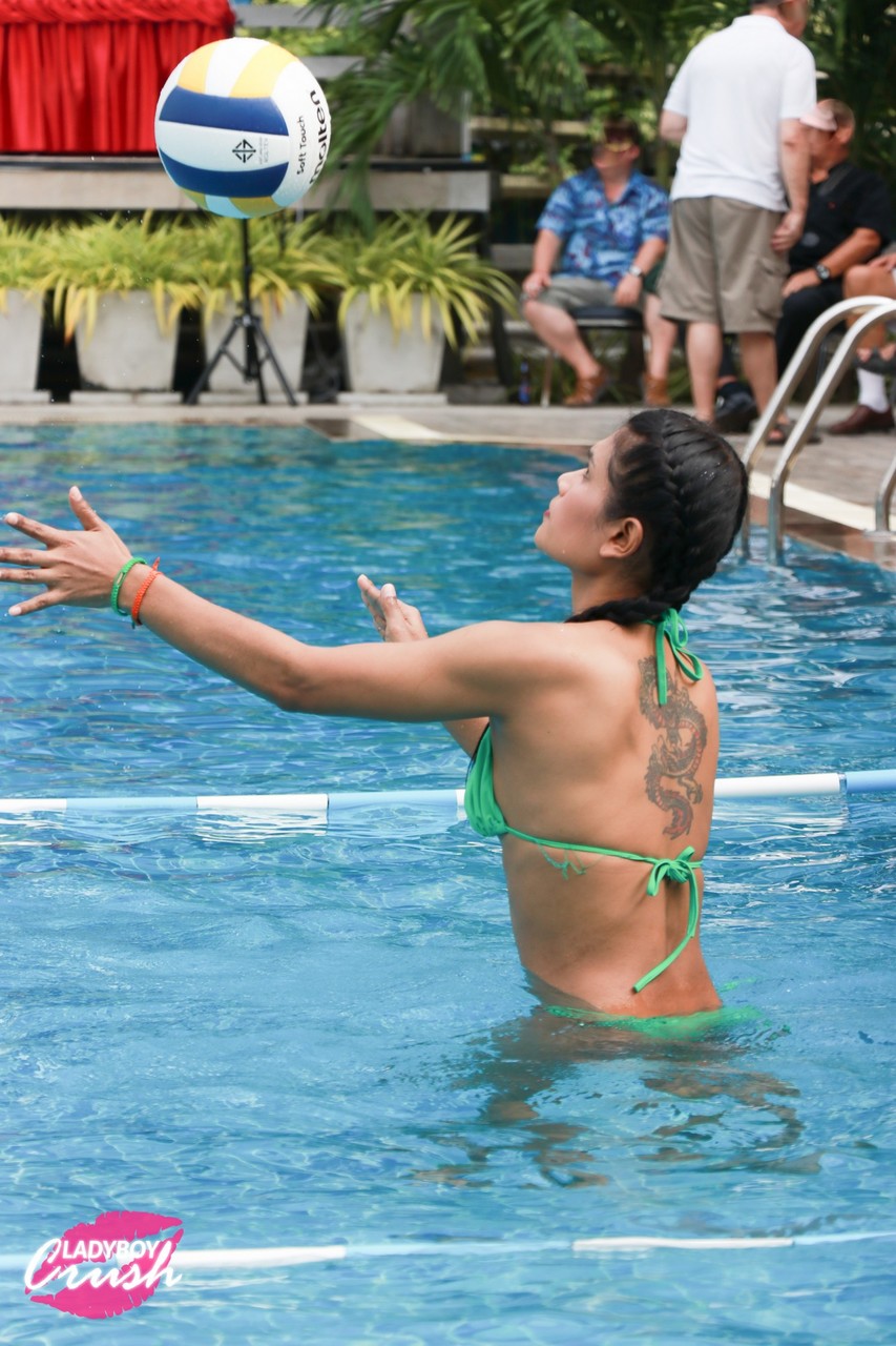 Ladyboys Have A Game Of Pool Volleyball Prior To Awards Banquet