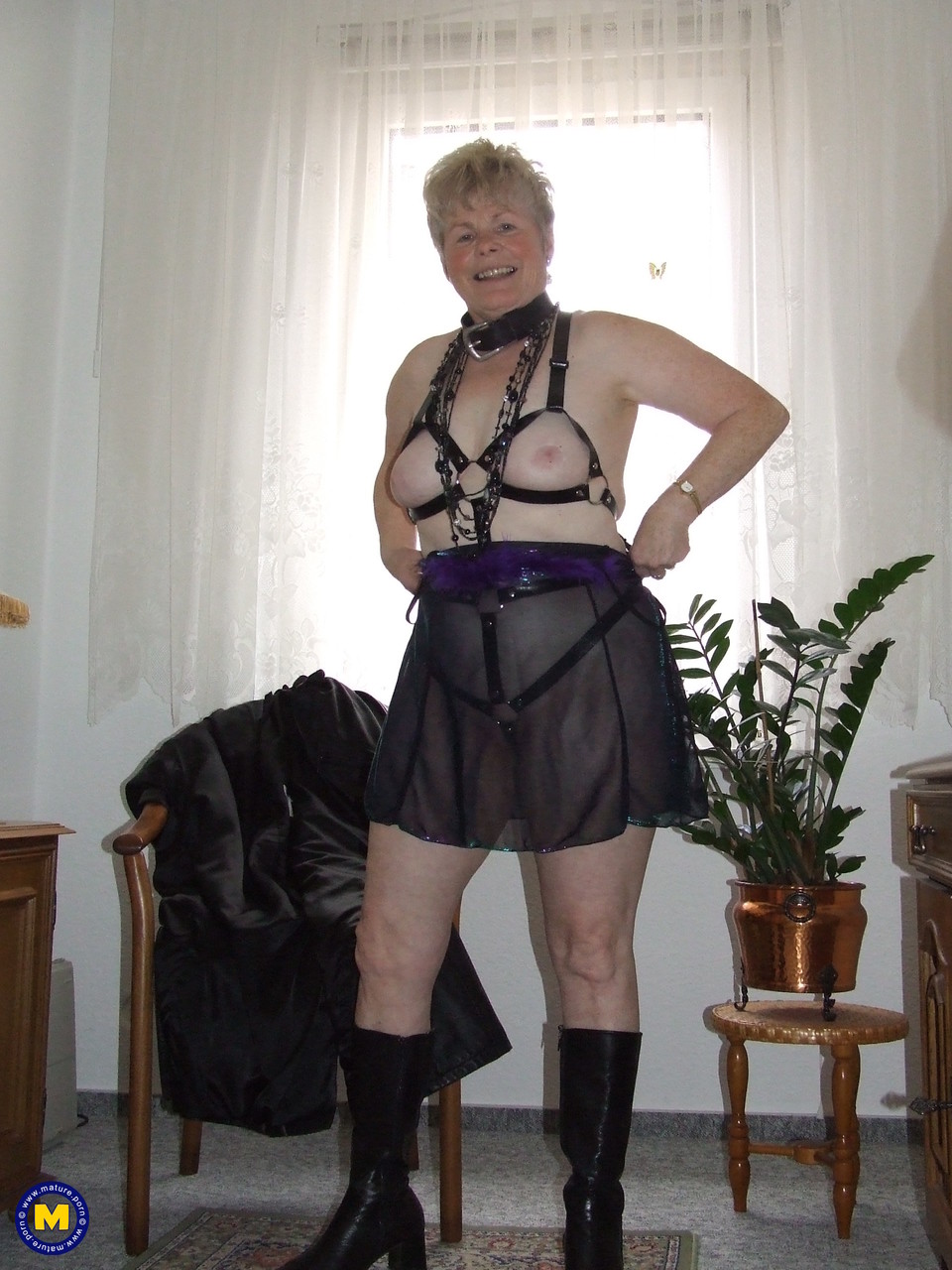 Older BBW with short spiky hair takes off lingerie and fetish gear to go nude porno fotky #423878667 | Mature NL Pics, Petra, Granny, mobilní porno