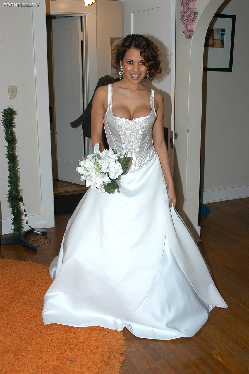 Beautiful Latina bride Renae Cruz flashes her hot fake tits on her wedding day foto porno #426741773
