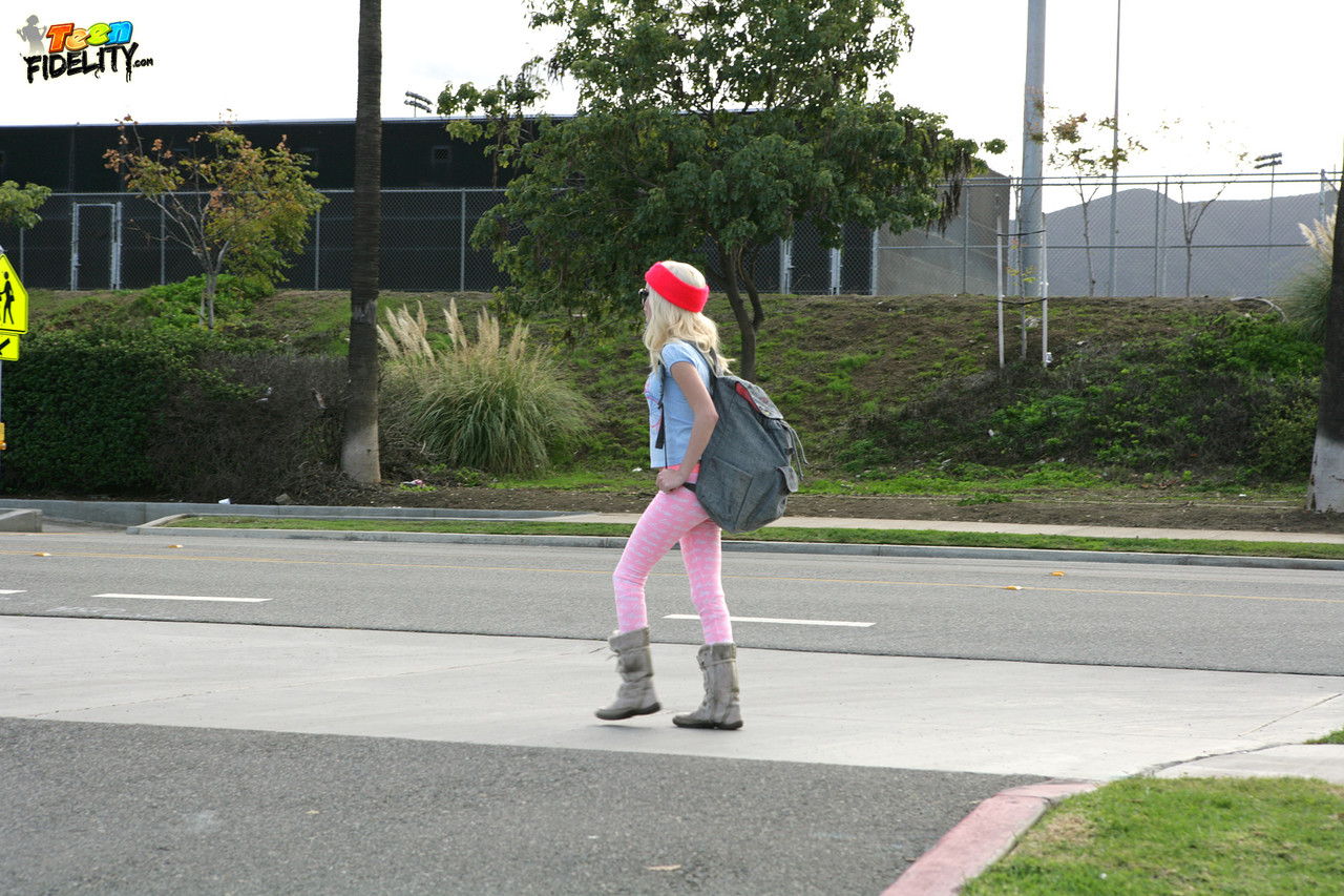 Innocent blonde schoolgirl Piper Perri is all tease on walk home from school porn photo #423621992