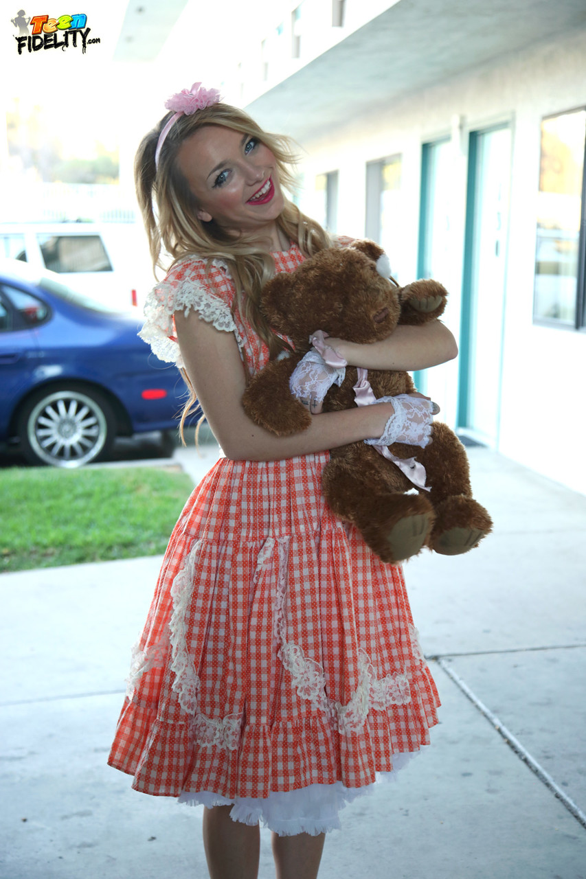 Young Blonde Girl Carmen Callaway Poses Non Nude With A Plush Toy