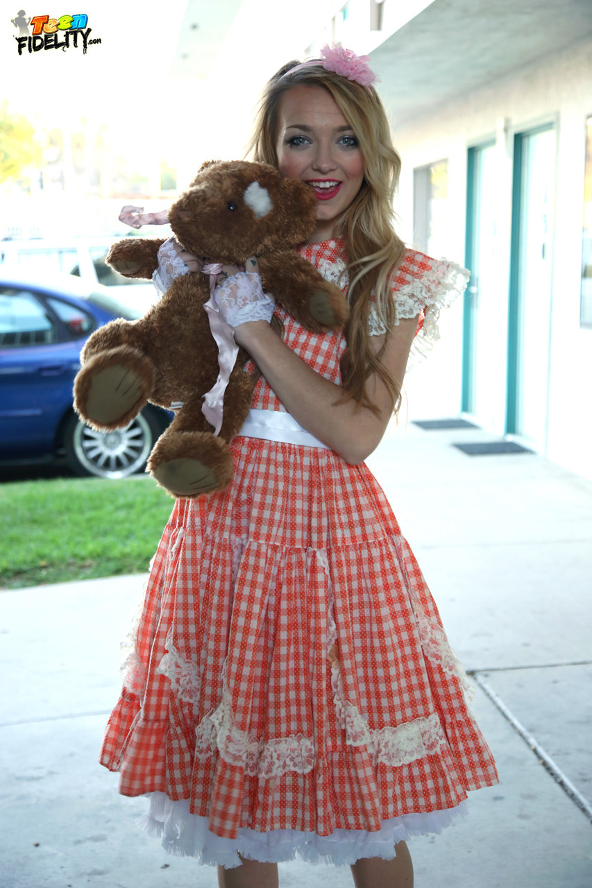 Young Blonde Girl Carmen Callaway Poses Non Nude With A Plush Toy