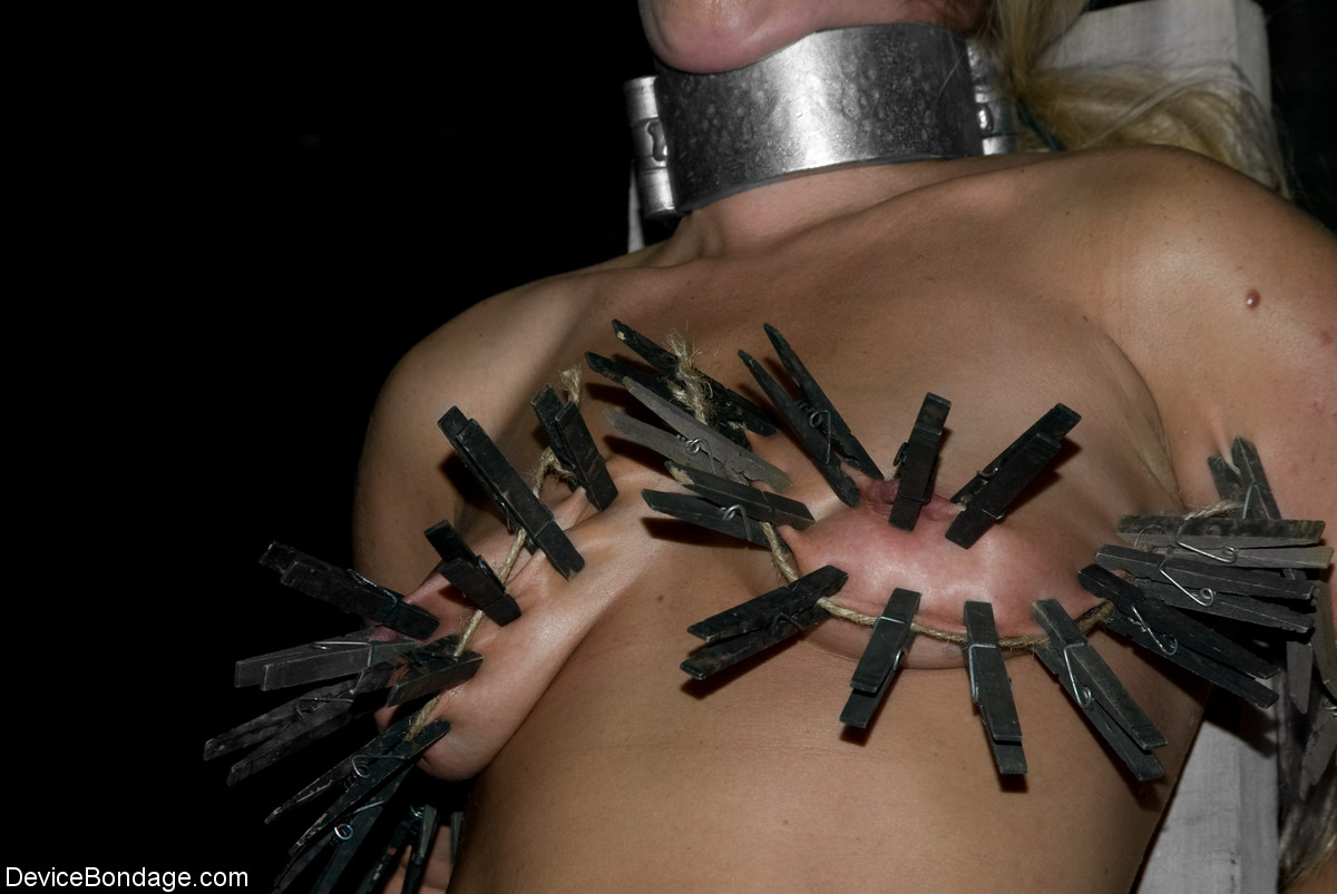 Naked blonde chick Dia Zerva is covered in clothespins in a dungeon porn photo #426931186 | Device Bondage Pics, Dia Zerva, Bondage, mobile porn