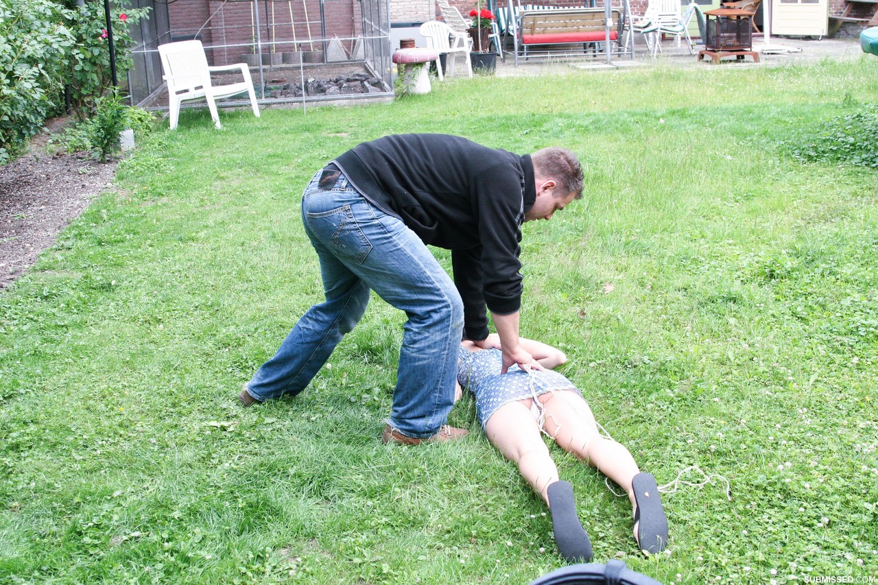 Young girl Veronika caught, hogtied, gagged, and left lying on the grass ポルノ写真 #428249470