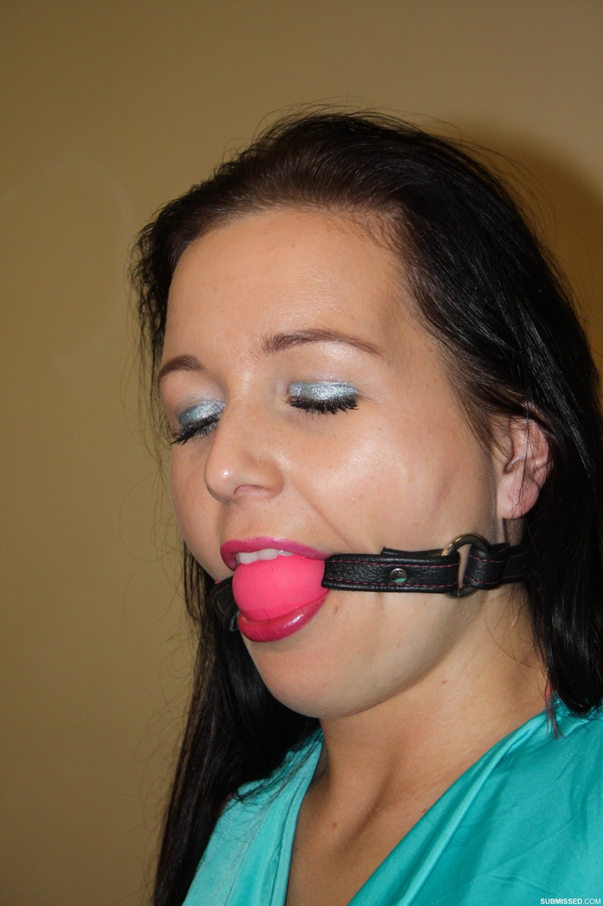 Ballgagged brunette is tied to a chair with rope in black pants and heels porno fotky #424926602 | Submissed Pics, Lena, Bondage, mobilní porno