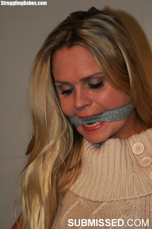 Czech blonde Barra Brass gagged and tied up to chair so man can touch tits Porno-Foto #425652498