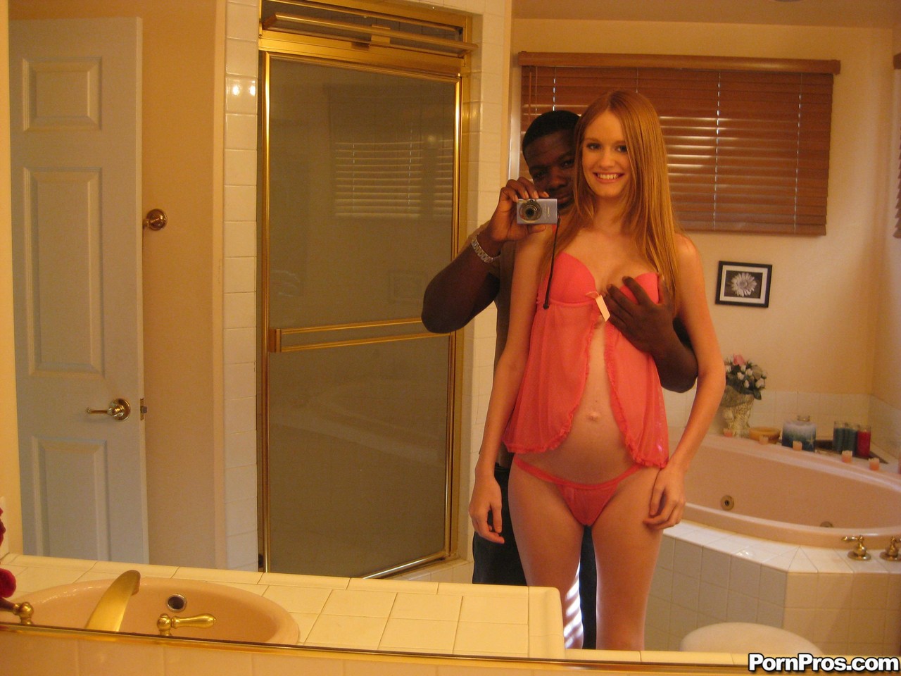 Pregnant redhead Layla Exx poses for the photoshoot with black guy photo porno #428844073