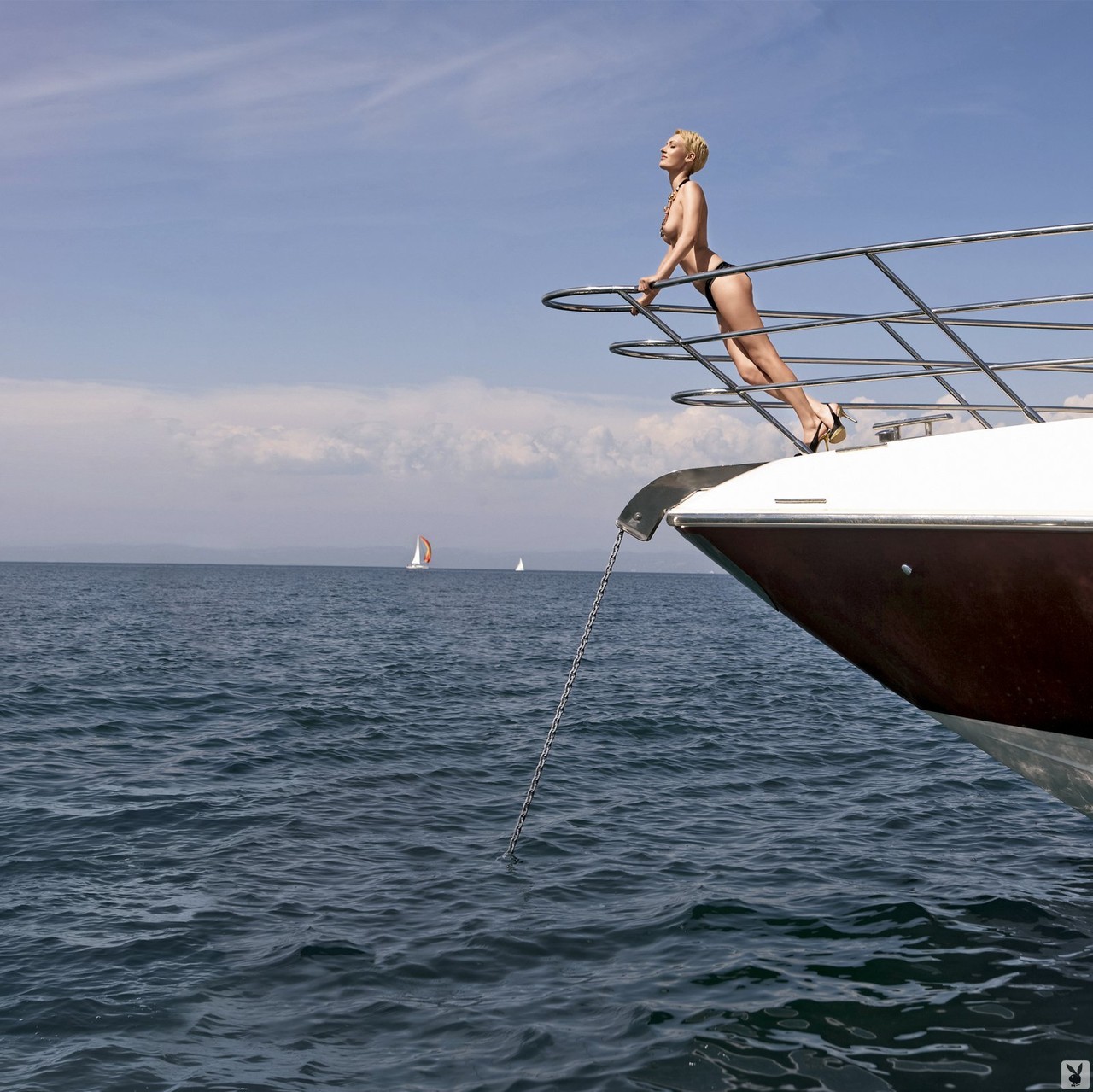 Seductive blonde Sanela Vukalic stripping and posing naked on the yacht porn photo #425516043