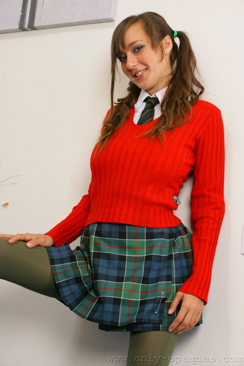 Dirty teen Nadia E removes her plaid skirt and reveals her big breasts порно фото #424654372