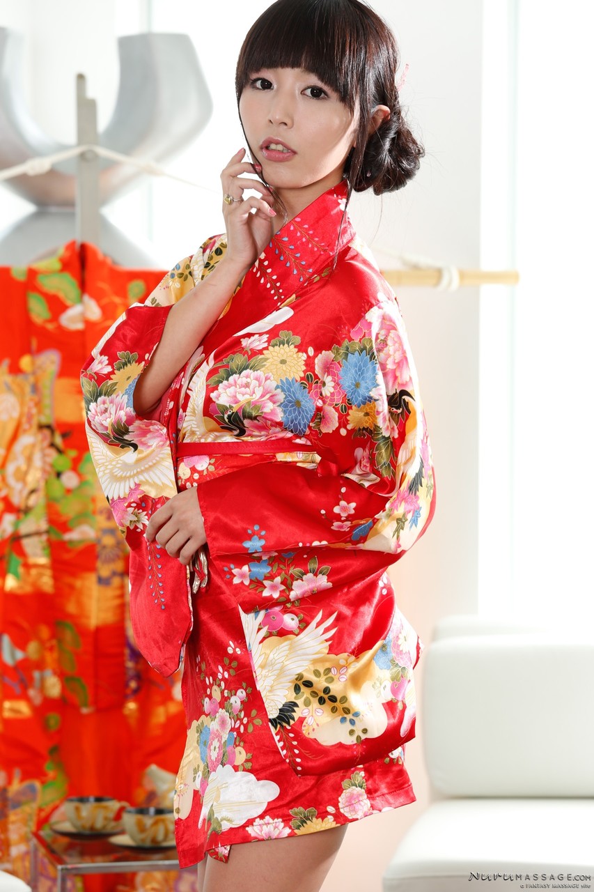 Japanese Brunette Woman Marica Hase Takes Off Her Kimono And Shows Off