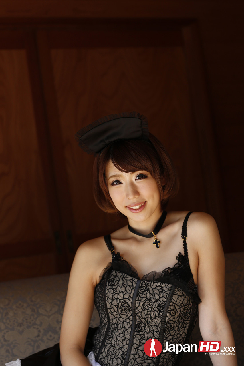Glamour Japanese brunette Seira Matsuoka posing in front of cam as maid foto porno #424854699