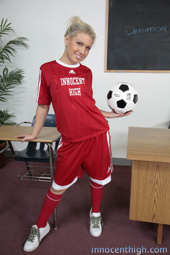 Sporty student soccer player Aubrey Adams shows tiny tits & hot ass in class porn photo #428198544