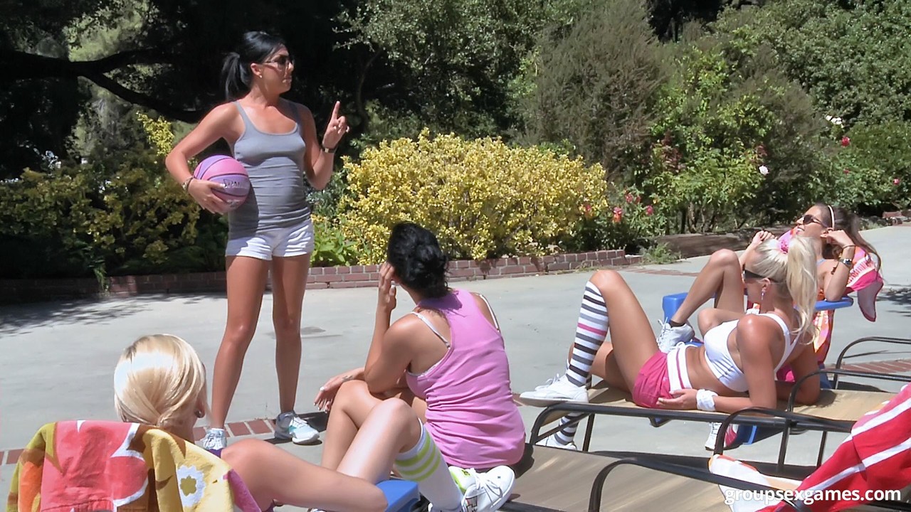 Sunbathing chicks on lounge chairs spontaneously decide upon lesbian group sex photo porno #429115395
