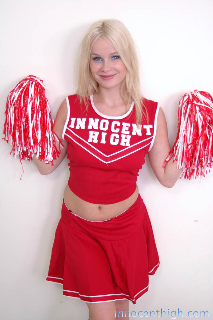Blonde cheerleader Kylee Crista teasing with tits & shaved pussy in uniform порно фото #422749289