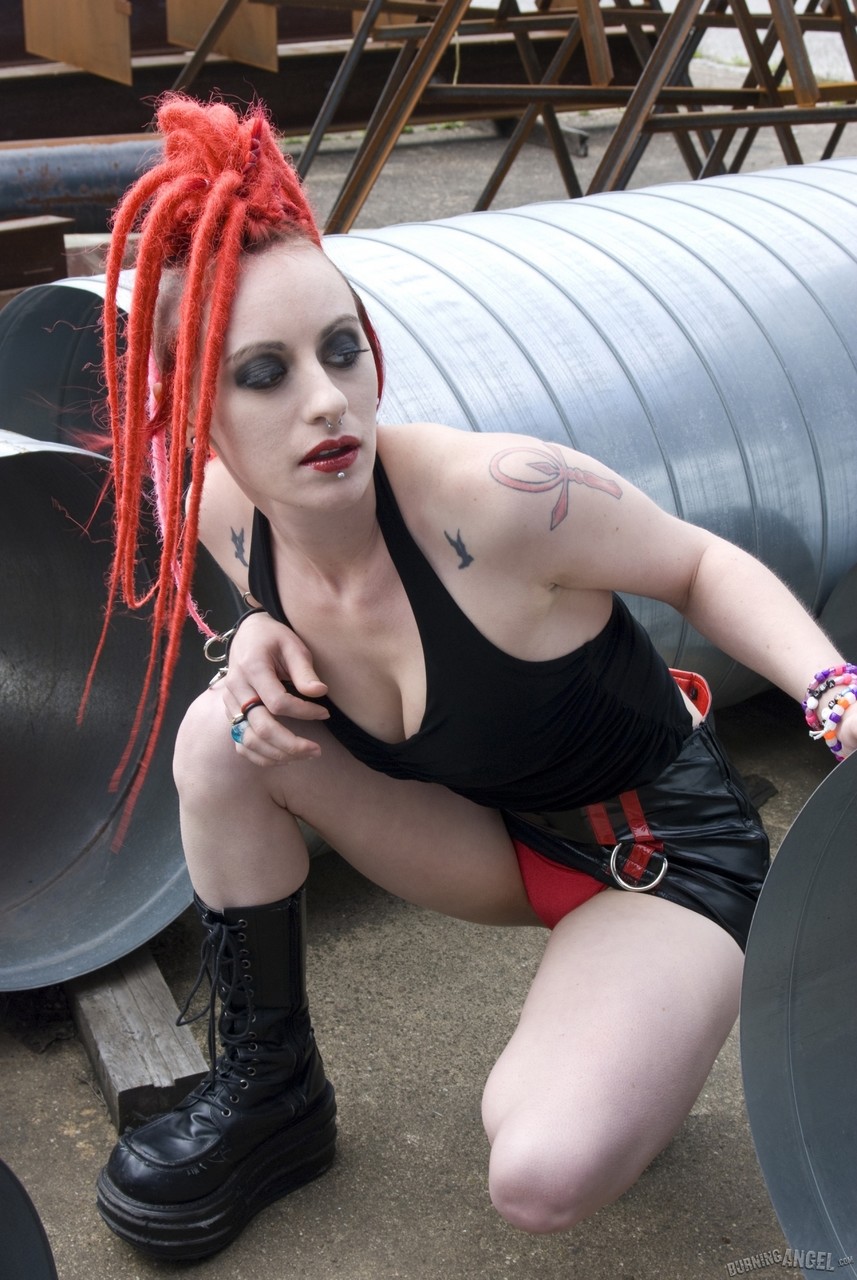 Punk girl with red hair poses nude in platform boots at industrial site porn photo #427909573 | Burning Angel Pics, Fetish, mobile porn