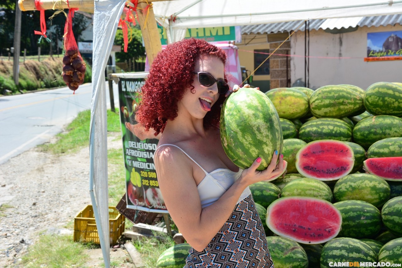Redhead girl with small tits shows off her trimmed pussy sweet as a watermelon 포르노 사진 #429136641