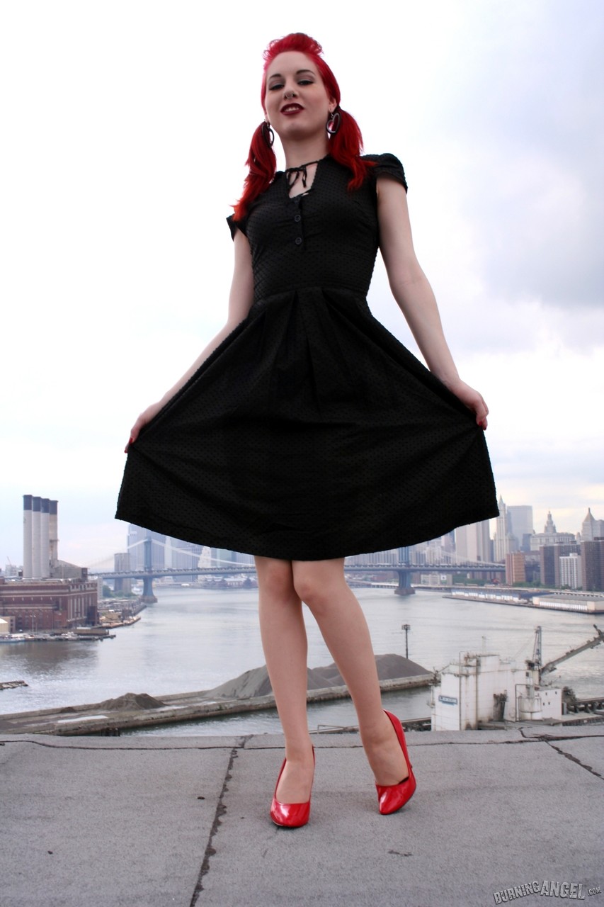 Redheaded model strips to back seam nylons and heels on a rooftop 色情照片 #423442017 | Burning Angel Pics, Angela Ryan, Fetish, 手机色情