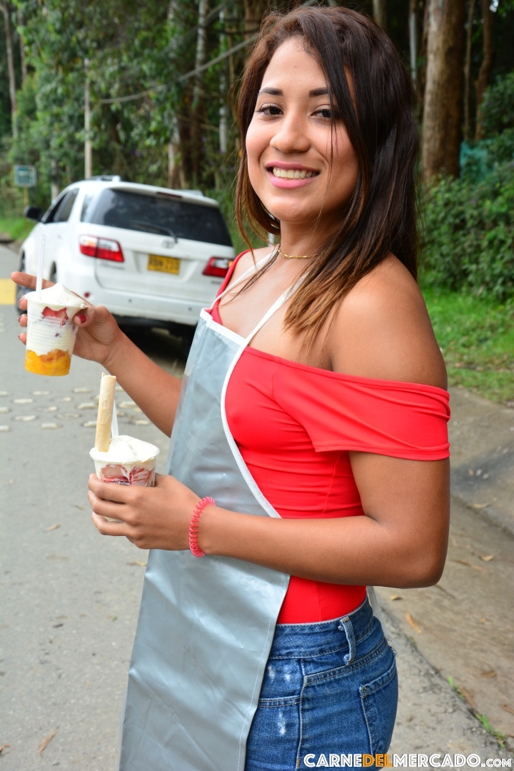 Brunette ice cream girl Sandra Jimenez oils her nice big ass & gets a POV fuck 포르노 사진 #425219613
