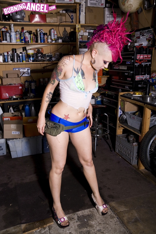 Punk girl with pink hair slips off her tool belt and booty shorts to pose nude 포르노 사진 #423590593 | Burning Angel Pics, Fetish, 모바일 포르노