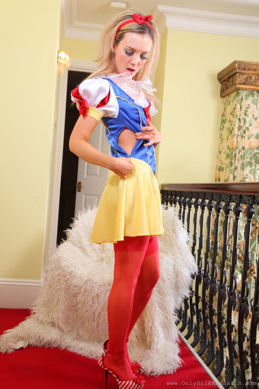Adorable teen Faye X removes Snow White costume & teases in seductive lingerie porn photo #423250072