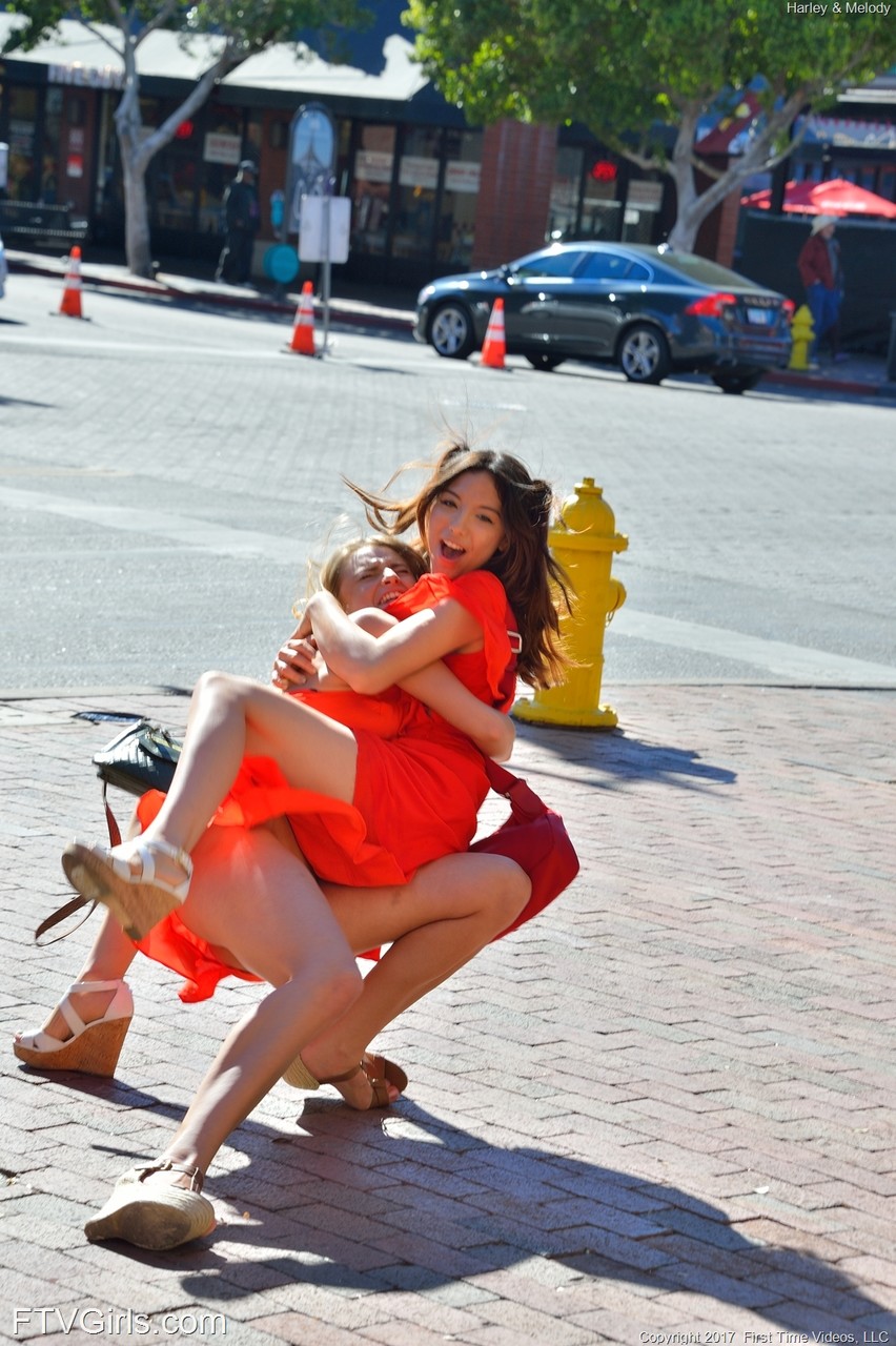 Harley and Melody in red are lesbians doing dirty things in public and home foto porno #422475633